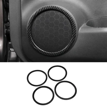 4Pcs na Nissan X-Trail 14-19 Uhlíkových Vlákien Bočné Dvere o Reproduktora Kryt Dekoratívne Kruh, Krúžok Kryt Trim