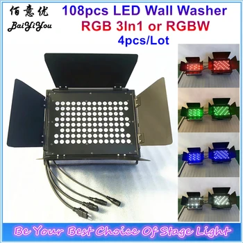4X Vnútorné LED Flood Projektu Svetlo 108pcs*3W RGB 3In1 LED Wash Svetlo 108pcs DMX Led Wall Washer Svetlo RGBW S Stodola Dvere