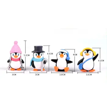4pcs/set DIY Mini Zimné Penguin Hračka Miniatúrne Sošky pre Deti Darček Narodeniny Dekorácie