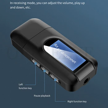 5.0 Bluetooth Adaptér s LCD Displej Audio Vysielač, Prijímač pre PC, TV Auta, 3.5 mm AUX Adaptador Hudby Audio USB Adaptér