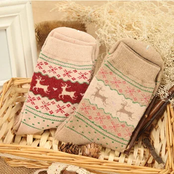 5 Farieb Vianočné Jeleň Ponožky Ženy Mens Cartoon Dizajn Bežné Pletené Vlnené Ponožky Mužov Zime Teplé Ponožky Dekorácie Dodávky