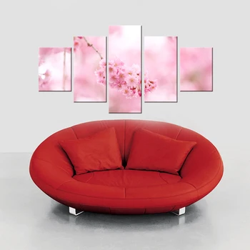 5 Kusov Domáce dekorácie gauč nástenné maľby na plátne HD vytlačiť plátno umenie, rám obrazu, maľovanie core ružové ruže kvet Framd
