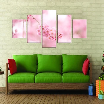 5 Kusov Domáce dekorácie gauč nástenné maľby na plátne HD vytlačiť plátno umenie, rám obrazu, maľovanie core ružové ruže kvet Framd