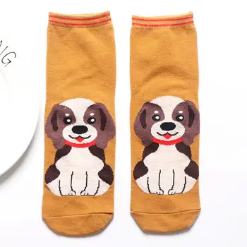 5 Párov Dámske Kawaii Zábavné Členkové Ponožky Roztomilý Kreslený Sedí Šteňa Psa pančuchový tovar U50C