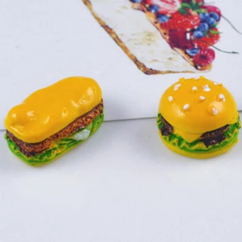 5 ks Miniatúrne Živice Falošné Potravín Príslušenstva Kuchyne, Obývacej Izby Micro Krajiny Živice Potravín Hrať Simulácia Burger Rozsahu Hamburger