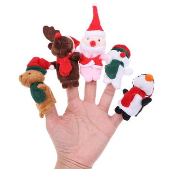 5 ks/set Vianočných Santa Claus Priateľmi Prst Plyšové Hračky Dieťa Dieťa Prospech Bábiky, Chlapci Dievčatá Prsta Bábky