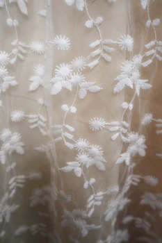 5 metrov nový dizajn krásne svadobné čipky textílie, mimo biela bavlna, vyšívané čipky textílie, dvojité ostrie kvetinová čipka tkaniny