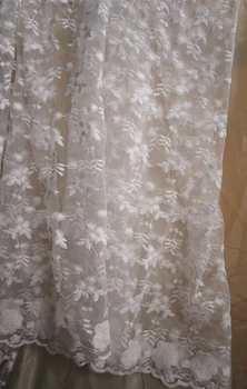 5 metrov nový dizajn krásne svadobné čipky textílie, mimo biela bavlna, vyšívané čipky textílie, dvojité ostrie kvetinová čipka tkaniny