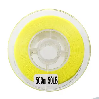500M 50 LB, 4 Farebné Pramene Multifilných PE Vrkoč vlasec (Žltá)