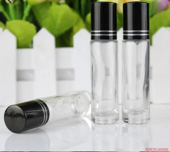 500pcs/lot 10 ml Jasné, Hrubé Sklo Prejdite Na Esenciálne Oleje Aromaterapia Parfum Fľašu + kovový Roller Loptu
