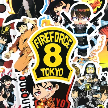 50Pcs/Set Fire Force Nálepky Japonské Anime Samolepky Pre Obtlačok Na Gitaru Kufor, Notebook, Telefón, Chladnička Motocykel