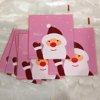 50Pcs Vianočné Taška Santa Claus Celofánu Darček Cookie Fudge Candy Samolepiace
