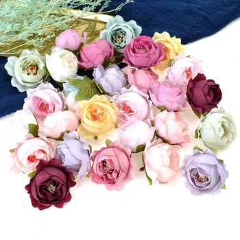 50pcs/veľa 4cm Umelé Mini Hodváb Čaj Rose bud Hlavu umelé kvety na Záhrade svadobné auto domáce dekorácie scrapbooking