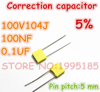 50pcs/veľa oprava Kondenzátor 100V104J 100NF 0.1 UF 5% Kovovým polyester film kondenzátor Pin ihrisku 5 mm