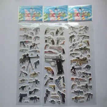 5Sheets/veľa Módnych Deti Hračky Chladnú Zbraň Sniper Puška Zbraň Nálepka, 3D Nálepky Deti, chlapcov, PVC Samolepky Bublina Nálepky YYY GYH
