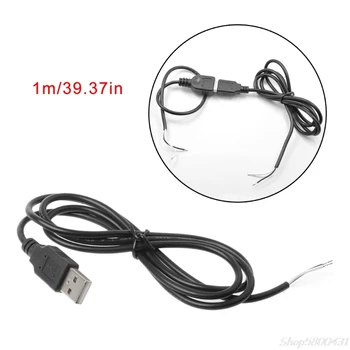 5V USB 2.0 Male Jack 2 Kolík 2 závory Napájanie nabíjací Kábel Kábel Konektor DIY 1m Drôt O16 20 Dropshipping
