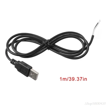 5V USB 2.0 Male Jack 2 Kolík 2 závory Napájanie nabíjací Kábel Kábel Konektor DIY 1m Drôt O16 20 Dropshipping