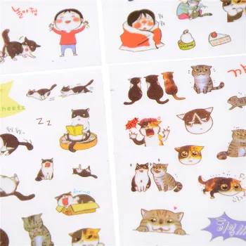 6 Ks/Pack Kórejský Transparentné Pvc Samolepky Cute Cat Denník Fotoalbum Cartoon Zvieratá Darčeky Veľkoobchod