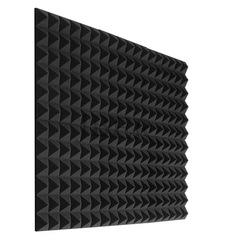 6 Kus Uhlia Akustický Panel Studio Pena Klin Ohňovzdorné Izolácie Líniové Obklad 30 x 30 x 5 cm (Black)