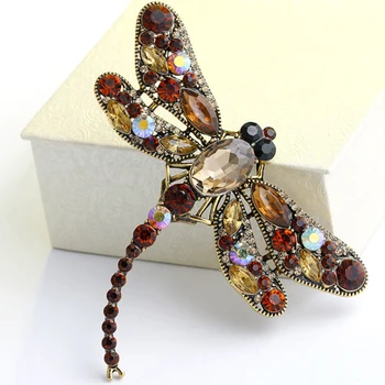 6 farby Crystal Vintage Dragonfly Brošňa pre Ženy Veľké Hmyzu Brošňa Pin Módne sako Príslušenstvo Roztomilý Šperky