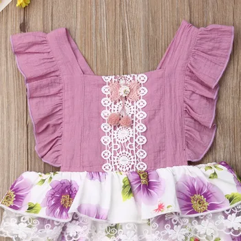 6M-3roky Batoľa, Dieťa Dievča Oblečenie Prehrabať Kvetinová Čipka Jumpsuit Celkový Outfit