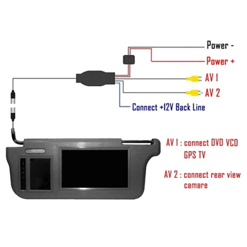 7 Palcový Auto Sunvisor Interiéru Spätné Zrkadlo Sn Lcd Monitor DVD/VCD/GPS/TV Hráč Zadný Fotoaparát (Ľavé+Pravé)Slnečná Clona