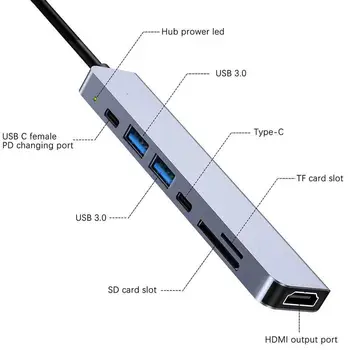 7 V 1 Typ-C Dokovacej Stanice Pd USB Rozbočovač HDMI kompatibilné s počtom atómov Uhlíka Pro Port, Rýchlosť Vysoká Pre Samsung Lenovo Dock Notebooku Macbook