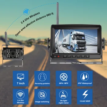 7 palcový bezdrôtovú automobilovú obrazovky monitora zadnej strane Vozidla sleduje otáčanie obrazovky fotoaparátu na auto monitor pre auto Truck RV