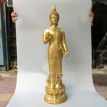 70 cm veľké Thajsko DOMÁCEJ Svätyne Chrámu Patróna účinným žehnaj ochrany medi zlatého Budhu, FENG SHUI, umenie socha