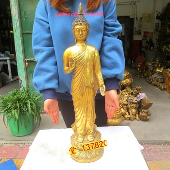 70 cm veľké Thajsko DOMÁCEJ Svätyne Chrámu Patróna účinným žehnaj ochrany medi zlatého Budhu, FENG SHUI, umenie socha