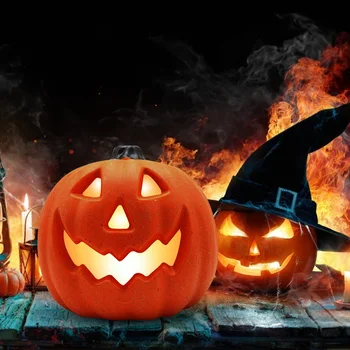8 palcový Halloween Tekvica LED Nočné Svetlo Zábavné Festival Dar Hovoriť Tekvica Lampáš Scény Rozloženie Home Party Dekorácie