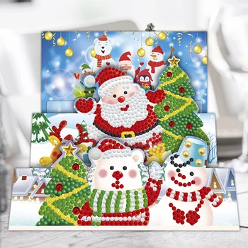 8pcsDIY Diamond Maľovanie Pohľadnice Špeciálne tvarované Časti Vŕtačky Mozaiky Veselé Vianoce Výšivky Auta Santa Claus, Vianočné Pohľadnice