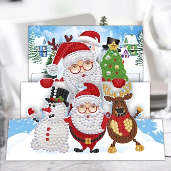 8pcsDIY Diamond Maľovanie Pohľadnice Špeciálne tvarované Časti Vŕtačky Mozaiky Veselé Vianoce Výšivky Auta Santa Claus, Vianočné Pohľadnice