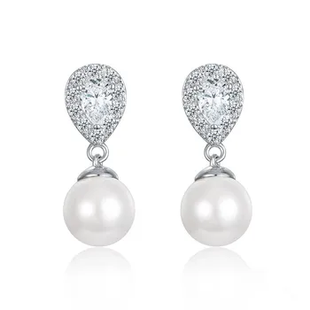 925 Sterling Silver Luxusné Náušnice pre Ženy Sladkovodné Pearl Náušnice Svadobné Zapojenie Stud Náušnice Jemné Šperky
