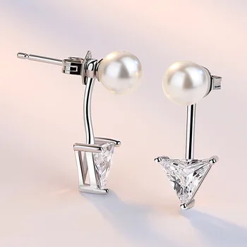 925 Sterling Silver Módne Lesklé Crystal Pearl Dizajn Stud Náušnice pre Ženy, Šperky, Darčekové Propagačné Drop Shipping
