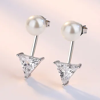 925 Sterling Silver Módne Lesklé Crystal Pearl Dizajn Stud Náušnice pre Ženy, Šperky, Darčekové Propagačné Drop Shipping