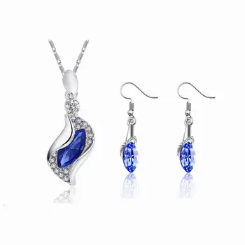 925 sterling silver náhrdelník dámske náušnice strieborné reťaze, royal blue crystal šperky, svadobné / angažovanosti Jemné šperky nastaviť