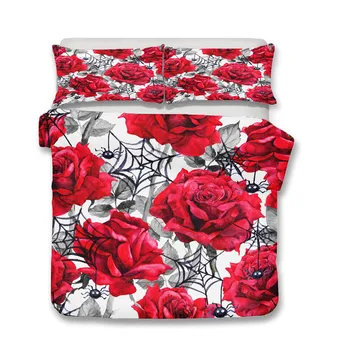 A posteľná bielizeň Nastaviť 3D Vytlačené Perinu Posteľ Nastaviť Kvety Rastlín, Domáce Textílie pre Dospelých Obliečky s obliečka na Vankúš #XH28