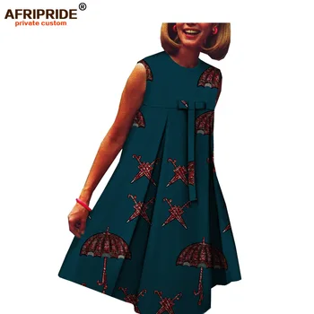 AFRICKÁ jar šaty pre ženy AFRIPRIDE ručné bez rukávov O-krku podkolienok bežné ženy šaty s lukom predné A7225123