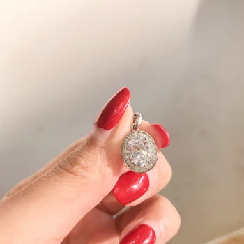 AINUOSHI 925 Sterling Silver Oválne 1.25 ct Simulované SONA Diamond Halo Prívesok Náhrdelník, Svetlo Luxus, Móda Ženy Šperky Darček