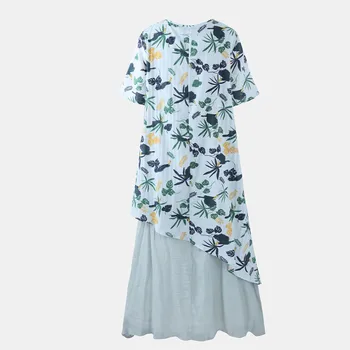 AMSGEND Oblečenie pre Ženy Appliques žena šaty, Letné Šaty Vintage Voľné O-krku Kvetinový Tlač Krátke Rukáv šaty elegantné šaty