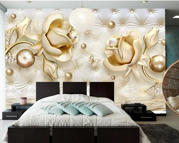 Abstraktných de parede Golden Rose Pohodlie Soft Pack 3D tapeta,obývacia izba gauč TV joj, kúpeľňa stenu papiere domova nástenná maľba