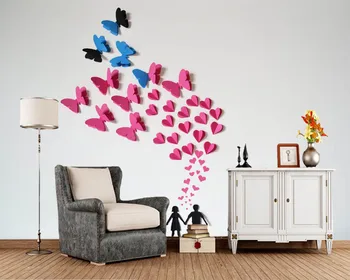 Abstraktných de parede Motýle Láska Šedé pozadie 3d tapeta,obývacia izba gauč TV na stenu stenu spálne papiere domova nástenné maľby