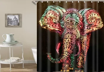 African Wildlife Zviera Slon Textílie Sprchový Záves Sady Kúpeľňa Dekor s Háčikmi Nepremokavé Umývateľný Rideau De Sprcha