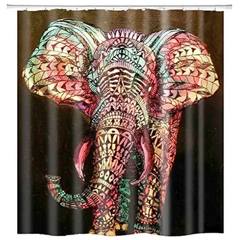 African Wildlife Zviera Slon Textílie Sprchový Záves Sady Kúpeľňa Dekor s Háčikmi Nepremokavé Umývateľný Rideau De Sprcha