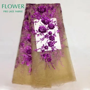 Africké Francúzsky Čistý Čipky Textílie S Flitrami Kráľovská Modrá Kvetina Vyšívané Čipky Materiál Indickej Ženy Dizajnér Nové Ôk Siete Šnúrky