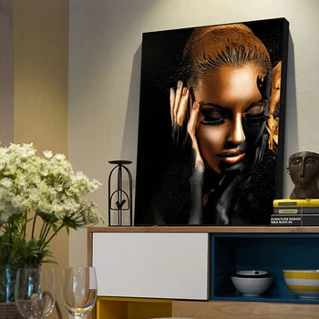 Africké Umenie Obrázok Čierne Zlato Nahé Ženy, Plátno, Maľovanie Cuadros Moderný Dekor Plagáty a Potlačou obrazov na Stenu pre Obývacia Izba