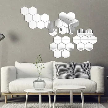 Akryl Hexagon Zrkadlo na Stenu-Nálepky 3D Odtlačkový Pre Domáce Obývacia Izba, Spálňa Decor Art DIY Domáce Dekorácie