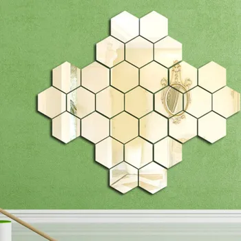 Akryl Hexagon Zrkadlo na Stenu-Nálepky 3D Odtlačkový Pre Domáce Obývacia Izba, Spálňa Decor Art DIY Domáce Dekorácie