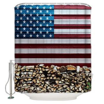 Americká Vlajka palivové Drevo Nepremokavé Sprchový Záves s Hákom pre Domáce Dekorácie Kúpeľňa Dodávky